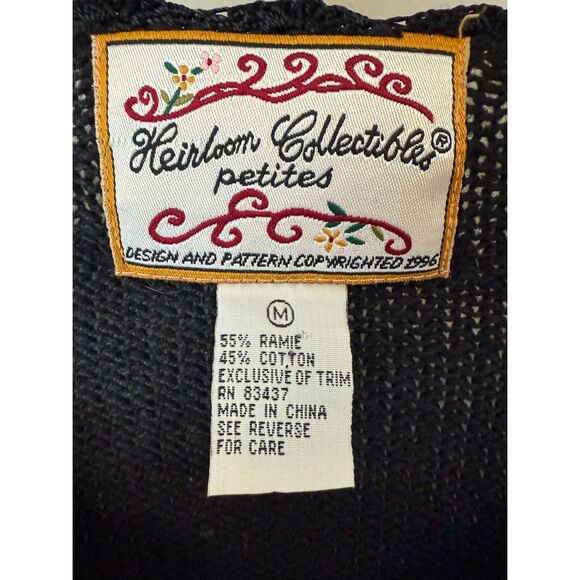 Vintage Heirloom Collectibles black beaded cardigan sweater Size M - Picture 5 of 8